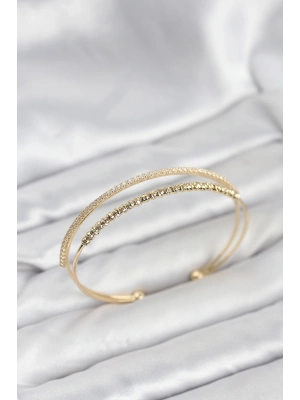 Dorika Model Pirinç Gold Renk Kadın Bileklik