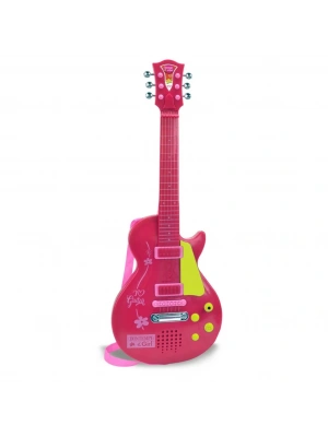 Elektronik Tuşlu ve Telli Askılı Pembe Gitar
