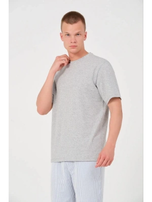 Erkek 24/1 Düz A Kalite Oversize T-shirt - Gri