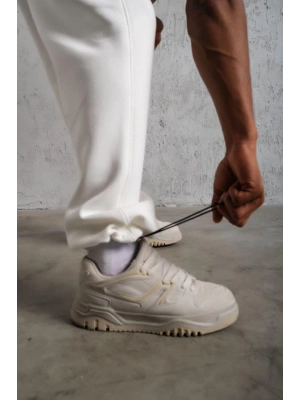 Erkek Baggy Alt Eşofman - Beyaz