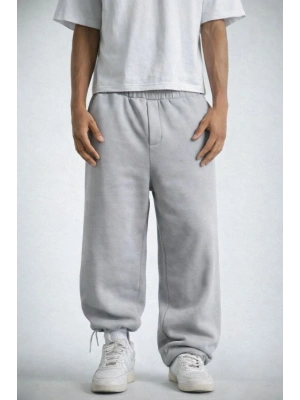 Erkek Lastikli Alt Eşofman - Gri