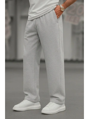 erkek baggy paça rahat kalıp kışlık kalın üç iplik şardonlu eşofman alt bol paça