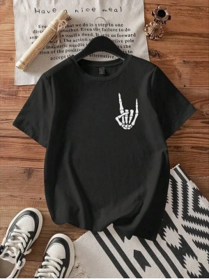 Erkek Baskılı Oversize T-shirt - Siyah