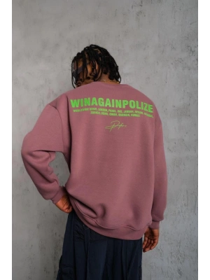 Erkek Baskılı Sweat - Gül Kurusu