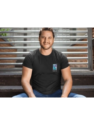 Erkek Bisiklet Yaka Baskılı Oversize T-Shirt - Siyah