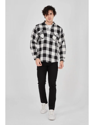 Erkek Oduncu Gömlek – Uzun Kollu, Şardonlu Kumaş, Kareli Desen, Regular Fit, Manşetli, Çift Cepli, Rahat Günlük Bahar & Kış Stil - Siyah