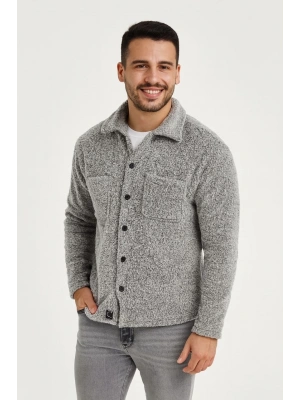 Erkek Pelüş Polar Hırka Gömlek – Yakalı, İlik Düğmeli, Göğüs Cepli, Yumuşak Dokulu Kışlık Regular Fit Rahat Günlük Model - Gri
