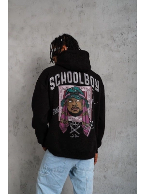 Erkek SCHOOL BOY Baskılı Kapüşonlu Sweat - Siyah