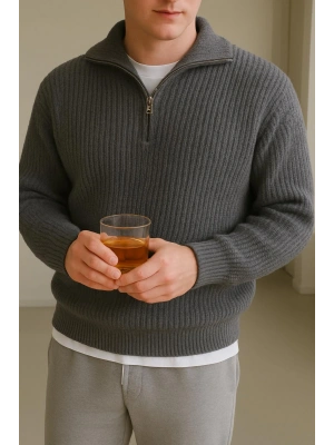 erkek selanik dik yaka kışlık uzun kol kazak