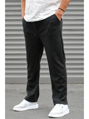 Erkek Üç İplik Basic Eşofman Boru Paça İpli Pantolon - Antrasit