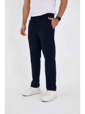 Erkek Üç İplik Basic Eşofman Boru Paça İpli Pantolon - Lacivert