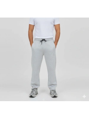 Erkek Üç iplik Kışlık Pamuklu Ovarsize Bağcıklı Düz Paça Cepli Eşofman Altı Spor Rahat Model - Gri