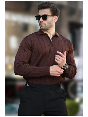 erkek yarım fermuarlı polo yaka tarz premium kalite özel tasarım erkek kışlık kazak