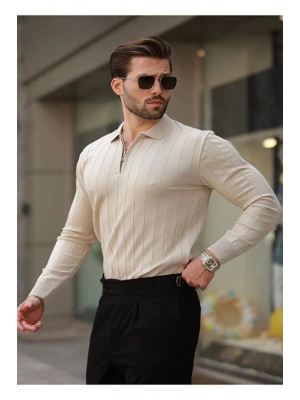 erkek yarım fermuarlı polo yaka tarz premium kalite özel tasarım erkek kışlık kazak