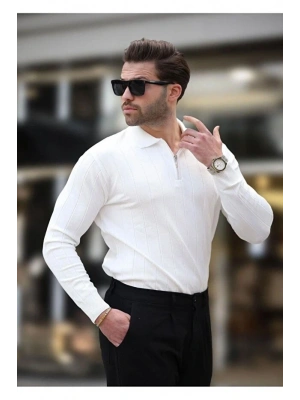 erkek yarım fermuarlı polo yaka tarz premium kalite özel tasarım erkek kışlık kazak