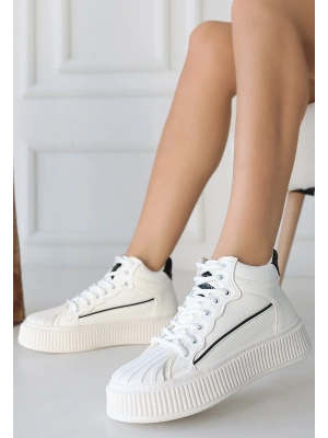 Estim Beyaz Cilt Siyah Detaylı Bağcıklı Spor Ayakkabı