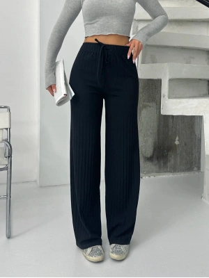 Fitilli şardonlu pantolon siyah a4058