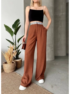 Flamlı kahve pantolon