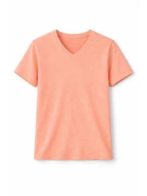 Genç Kız Çocuk V Yaka Tişört Yazlık Model Günlük Basic Body - Toz Pembe