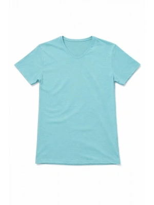 Genç Kız Çocuk V Yaka Tişört Yazlık Model Günlük Basic Body - Turkuvaz