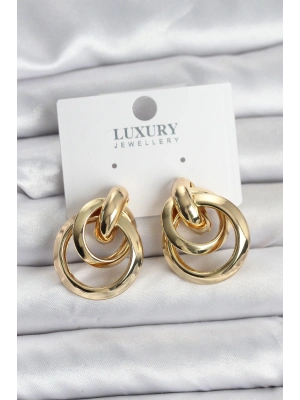 Gold Renk Halka Model Pirinç Kadın Küpe
