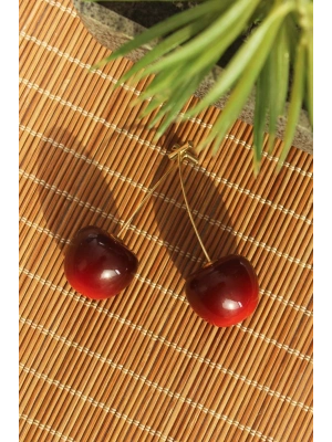 Gold Renk Kiraz Model Kadın Küpe