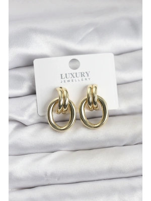 Gold Renk Pirinç Vintage Kadın Küpe