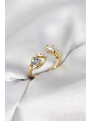 Gözyaşı Model Gold Renk Zirkon Taşlı Kadın Yüzük