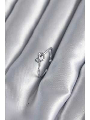 Gümüş Renk Düğüm Kalp Model Kadın Yüzük