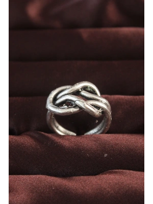 Gümüş Renk Düğüm Model Ayarlamalı Erkek Yüzük