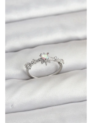 Gümüş Renk Pirinç Yıldız Model Kadın Yüzük