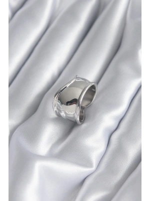 Gümüş Renk Plaka Kadın Yüzük