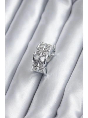 Gümüş Renk Zirkon Taşlı Kemer Model Kadın Yüzük