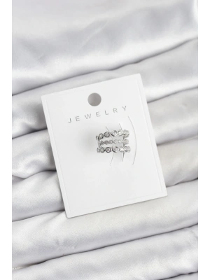 Gümüş Renk Zirkon Taşlı Pirinç Kıkırdak Earcuff Küpe