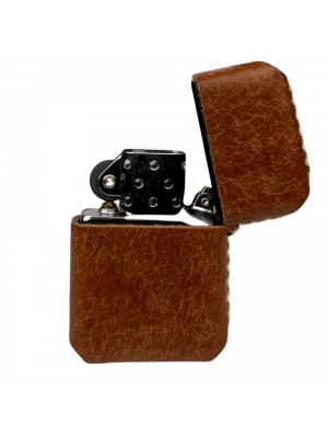 Handmade El Yapımı Hakiki Deri Zippo Modeli Çakmak - AG02001 - Kahverengi