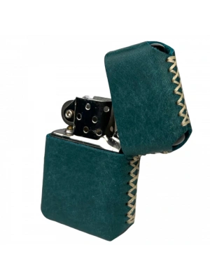 Handmade El Yapımı Hakiki Deri Zippo Modeli Çakmak - AG02001 - Petrol Yeşili