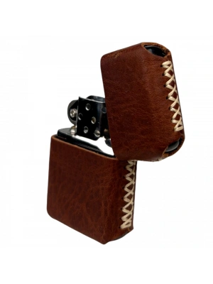 Handmade El Yapımı Hakiki Deri Zippo Modeli Çakmak - AG02001 - Tobacco