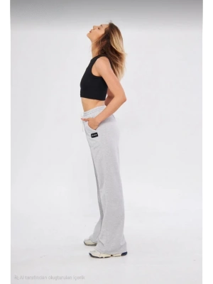 İki iplik Bol Paça Eşofman Pantalon - Gri