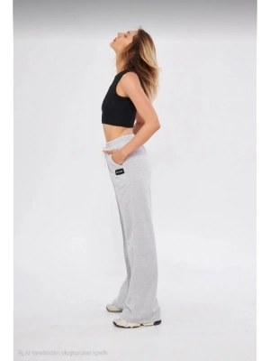 İki iplik Bol Paça Eşofman Pantalon - Gri