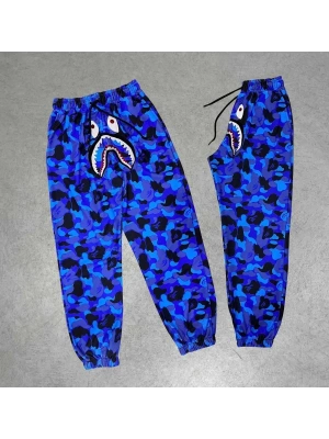 İki İplik Mevsimlik Bape Nakişli Eşofman Pantolon - Mavi