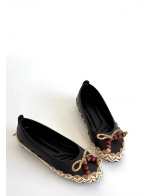 Ilwe Siyah Cilt Babet Ayakkabı