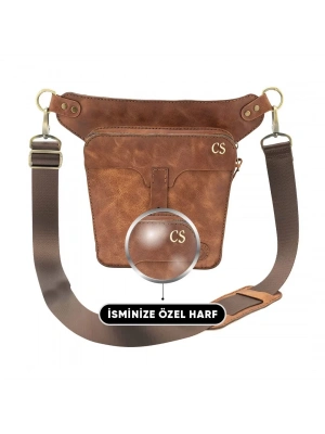 İsme Özel All in One Bel ve Bacak Çantası - %100 Deri - AC15001 - Kahverengi