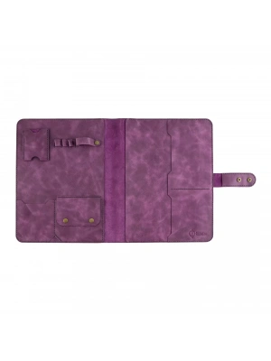 İsme Özel Çıtçıtlı Fonksiyonlu iPad Organizer - %100 Rainbow Deri - ET01002 - Mor