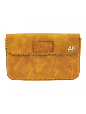 İsme Özel Çıtçıtlı Küçük El Çantası - %100 Rainbow Deri - AC14001 - Hardal Sarısı