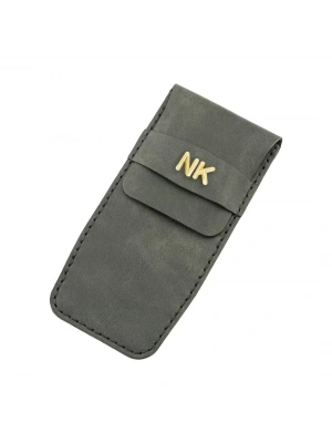 İsme Özel Çok Amaçlı Aksesuar Kılıfı - %100 Rainbow Deri - AK01002 - Antrasit