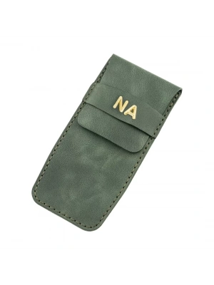 İsme Özel Çok Amaçlı Aksesuar Kılıfı - %100 Rainbow Deri - AK01002 - Haki