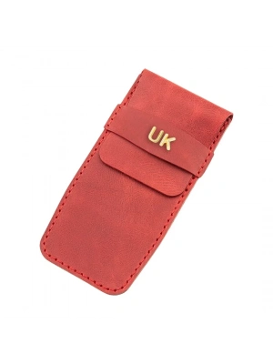 İsme Özel Çok Amaçlı Aksesuar Kılıfı - %100 Rainbow Deri - AK01002 - Kırmızı