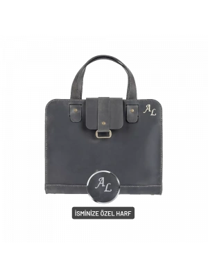 İsme Özel Crazy Büyük Boy Çanta - %100 Crazy Deri - AC09005 - Antrasit