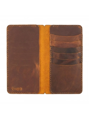 İsme Özel Dikey Uzun Cüzdan - %100 Crazy Deri - A010003 - Taba