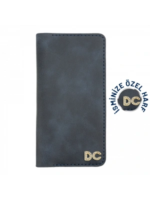 İsme Özel Dikey Uzun Cüzdan - %100 Rainbow Deri - A010007 - Lacivert